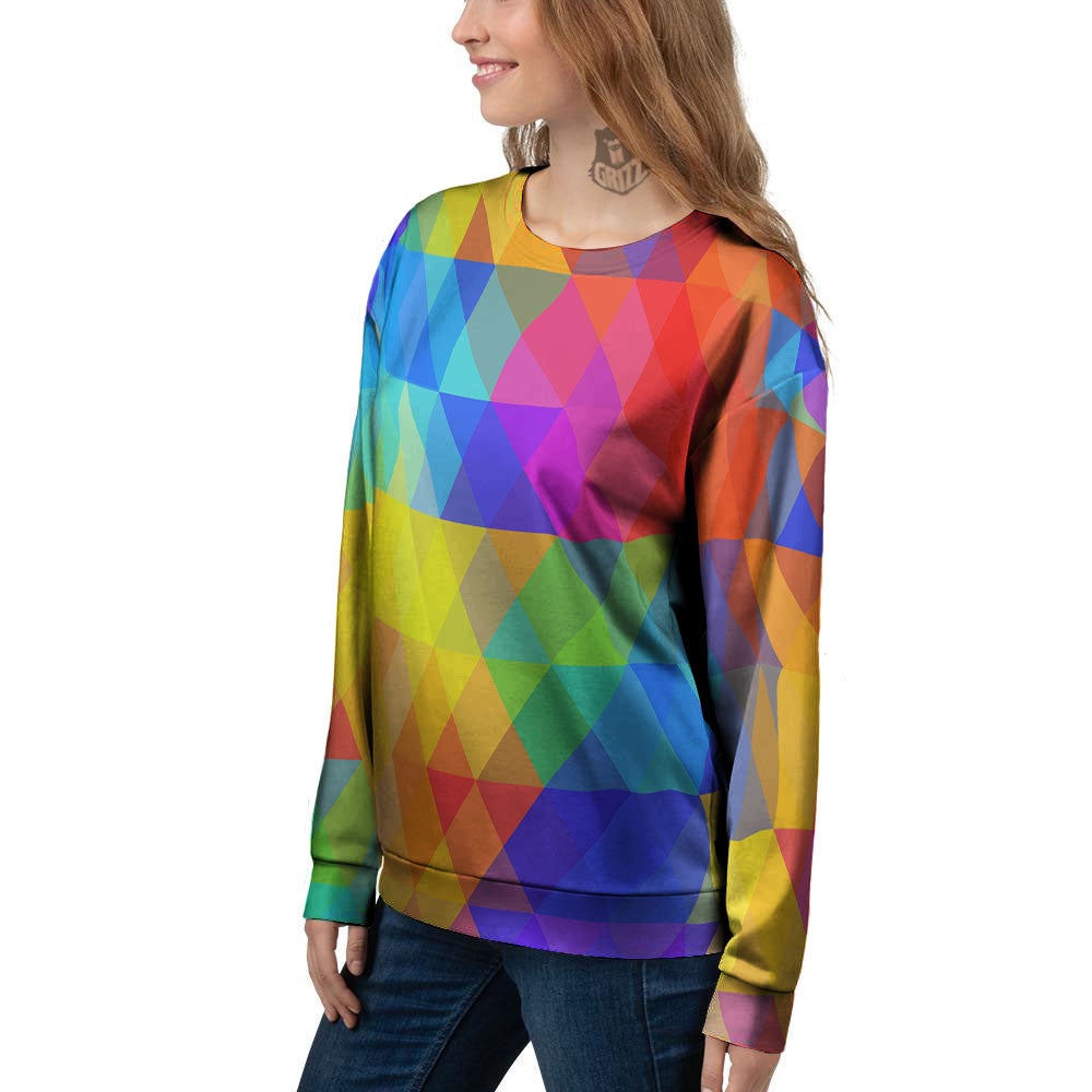 Geometric Rainbow Polygonal Print Women's Sweatshirt-grizzshop