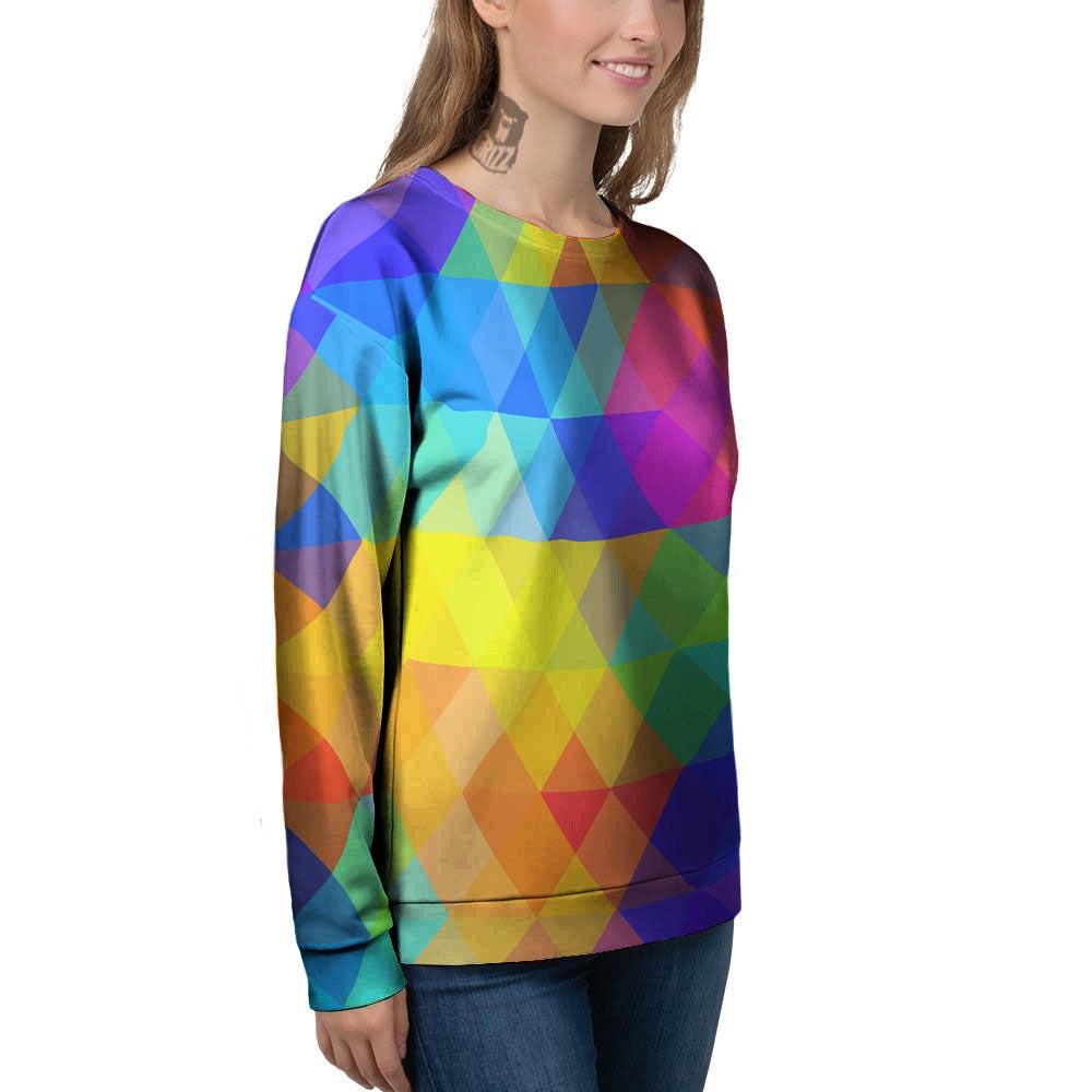 Geometric Rainbow Polygonal Print Women's Sweatshirt-grizzshop