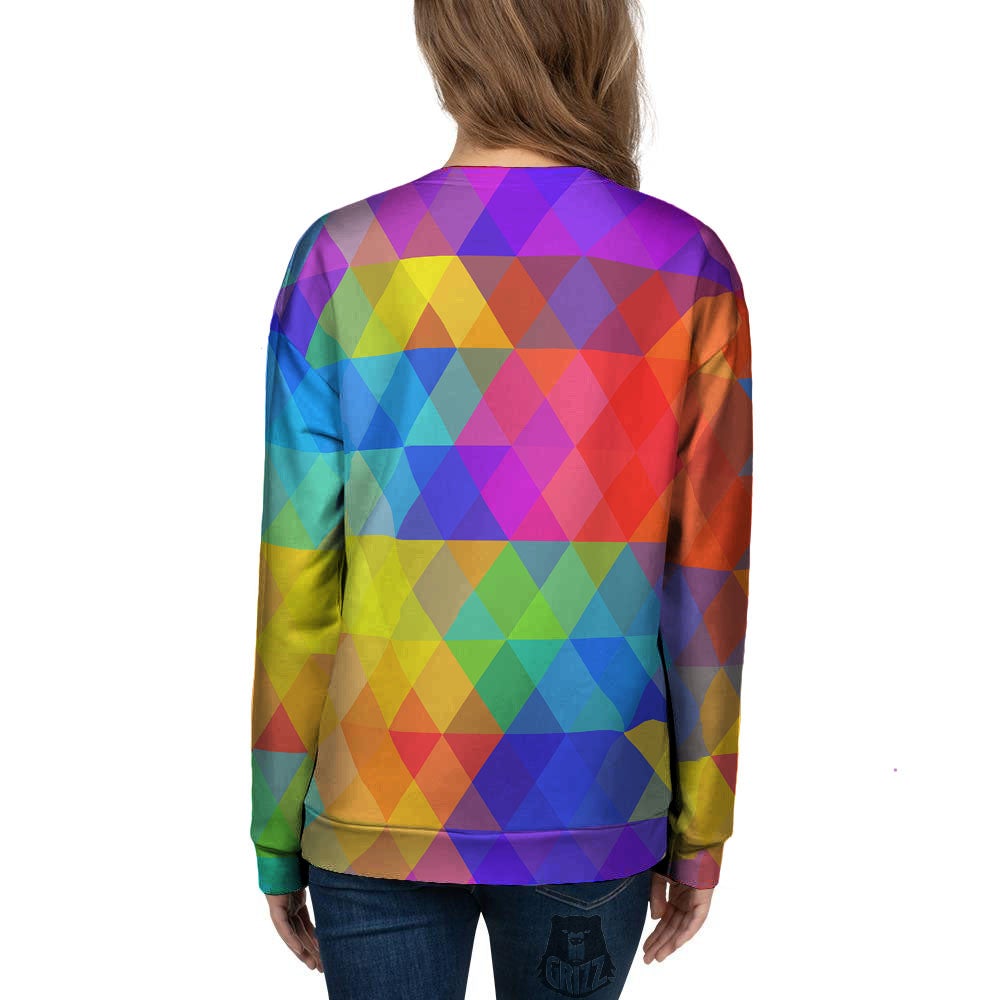 Geometric Rainbow Polygonal Print Women's Sweatshirt-grizzshop