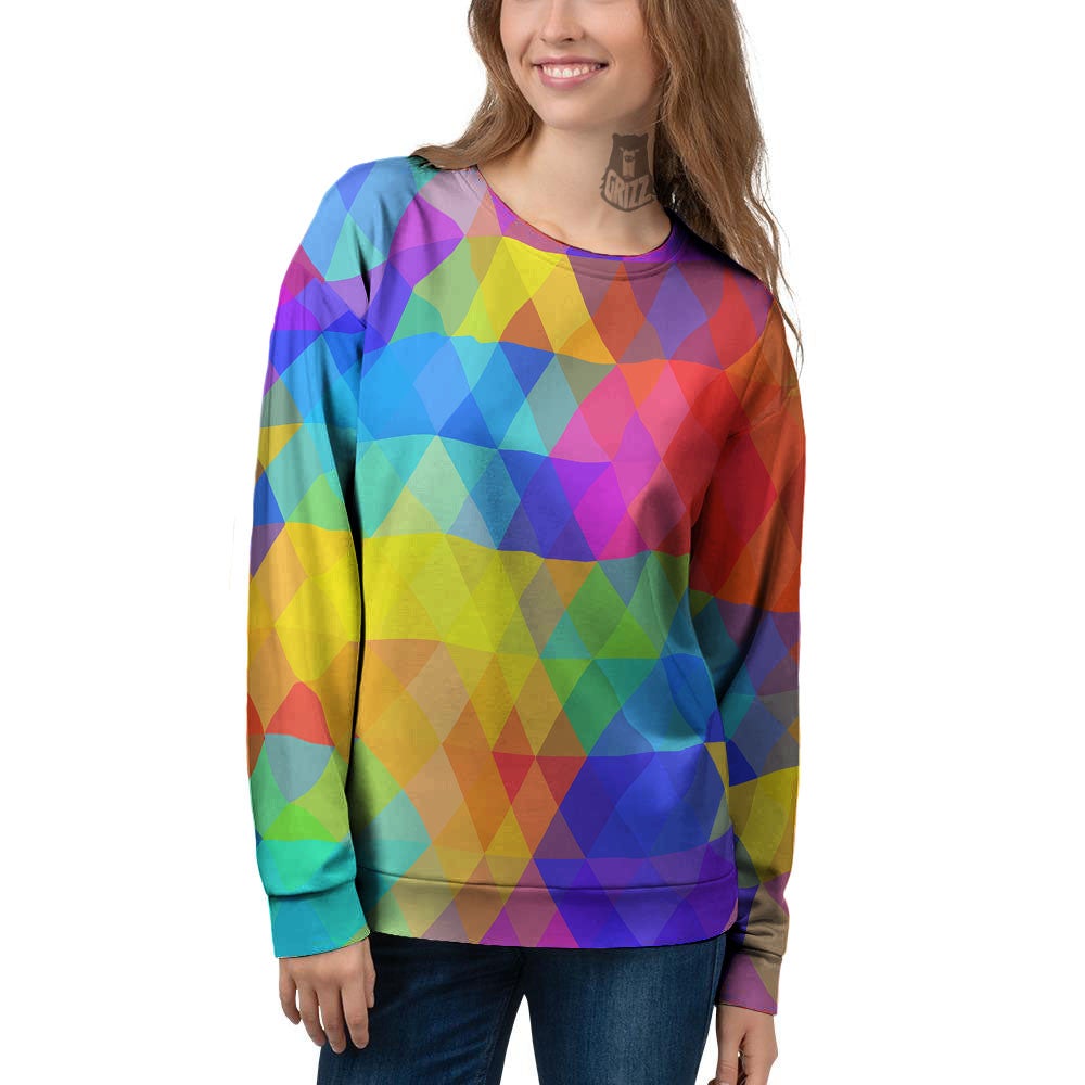 Geometric Rainbow Polygonal Print Women's Sweatshirt-grizzshop