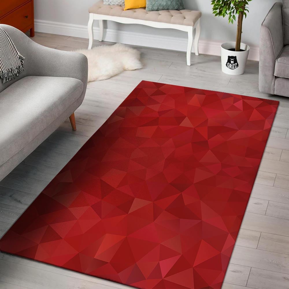 Geometric Red Print Pattern Floor Mat-grizzshop