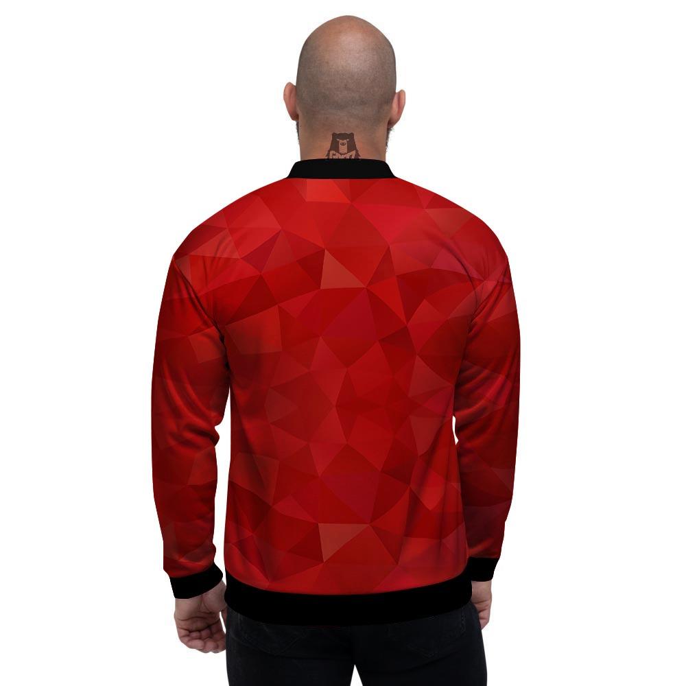 Geometric Red Print Pattern Men's Bomber Jacket-grizzshop