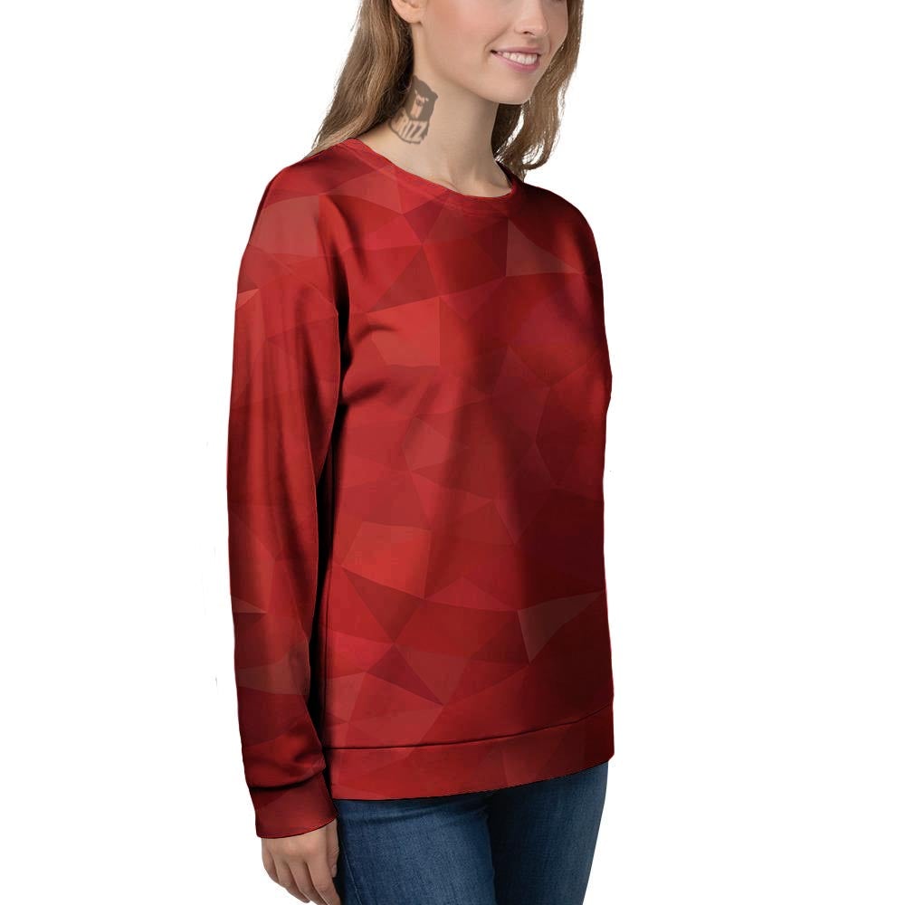 Geometric Red Print Pattern Women's Sweatshirt-grizzshop