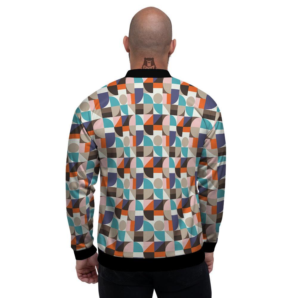 Geometric Shape Pastel Print Pattern Men's Bomber Jacket-grizzshop