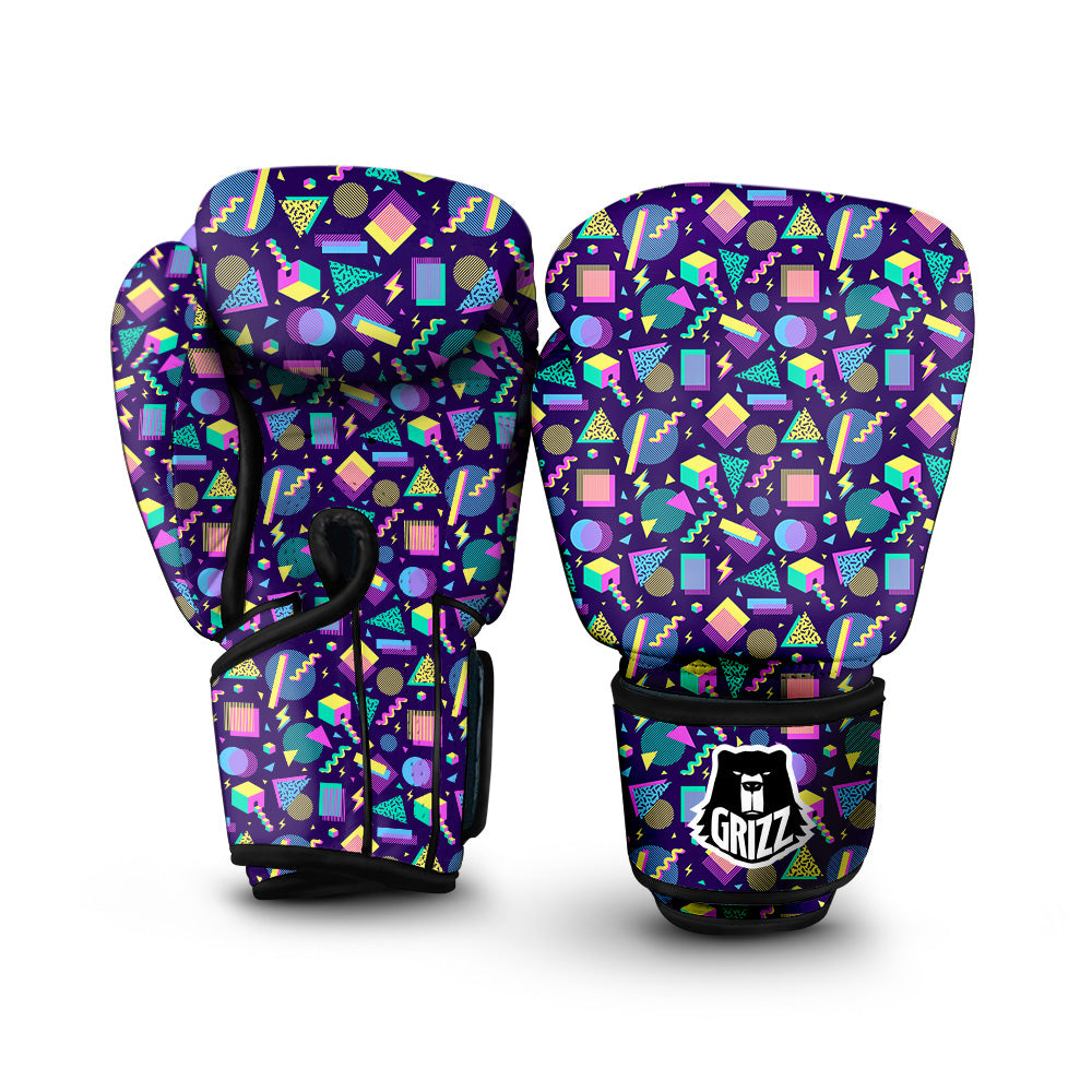 Geometric Shapes Neon Print Pattern Boxing Gloves-grizzshop