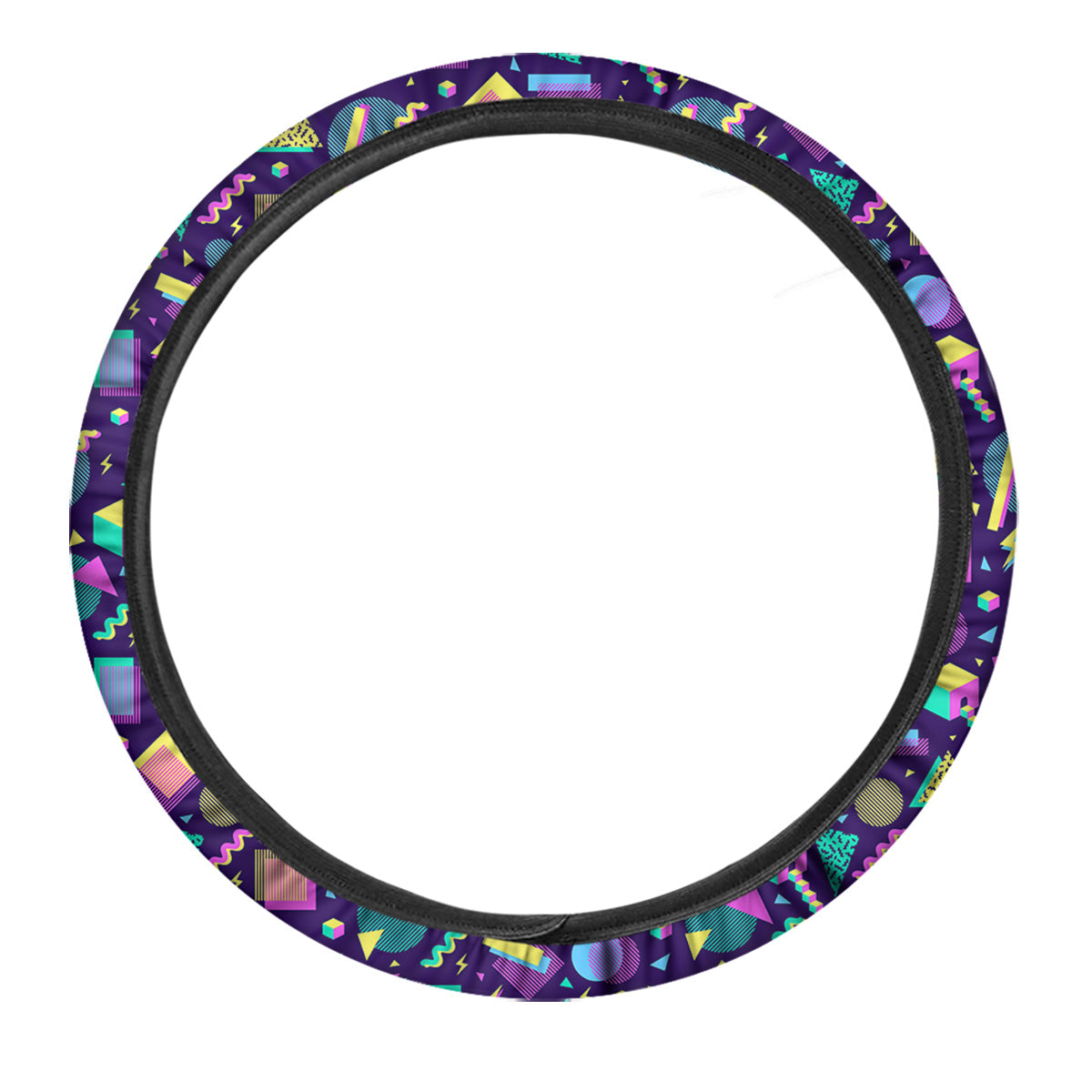 Geometric Shapes Neon Print Pattern Car Steering Wheel Cover-grizzshop