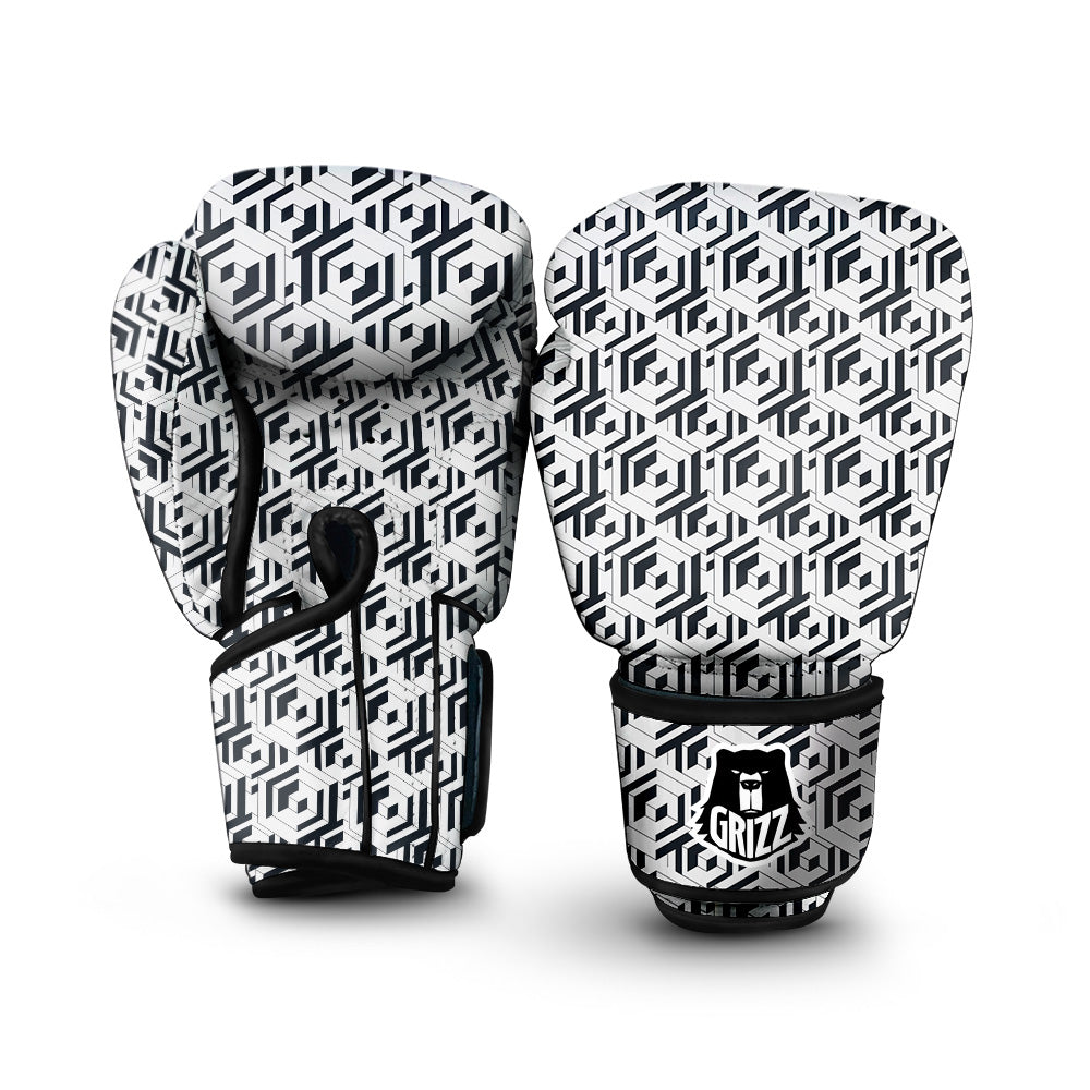 Geometric Simple Black And White Print Pattern Boxing Gloves-grizzshop