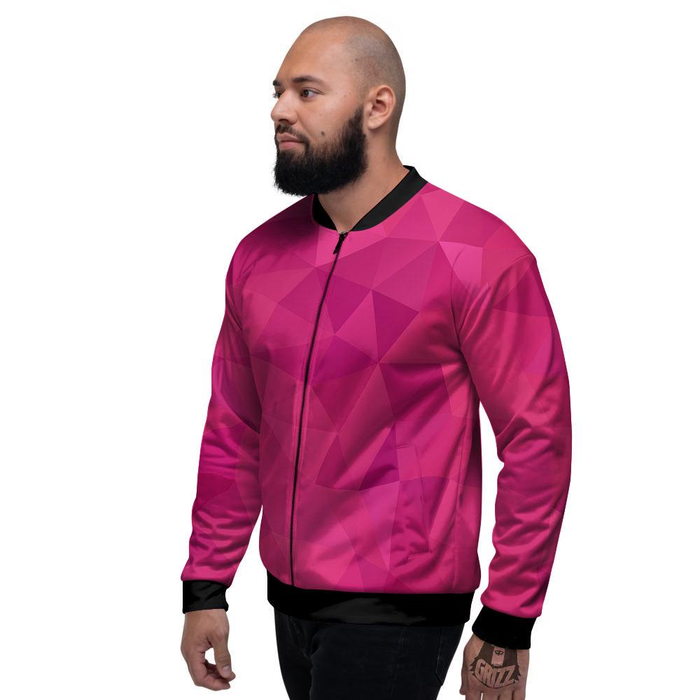 Geometric Square Pink Print Pattern Men's Bomber Jacket-grizzshop