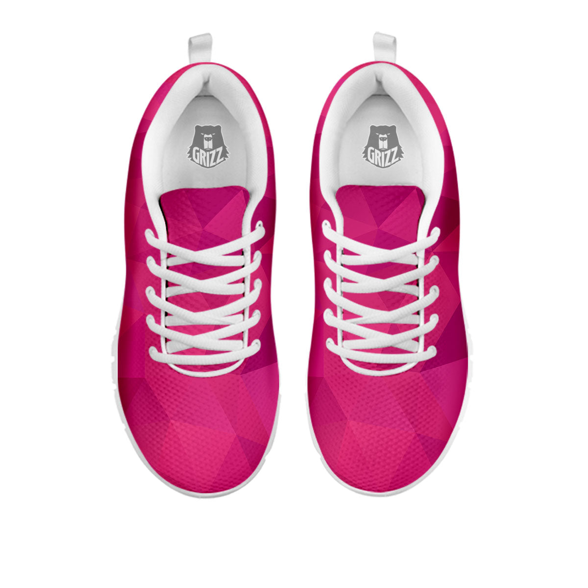 Geometric Square Pink Print Pattern White Sneaker-grizzshop