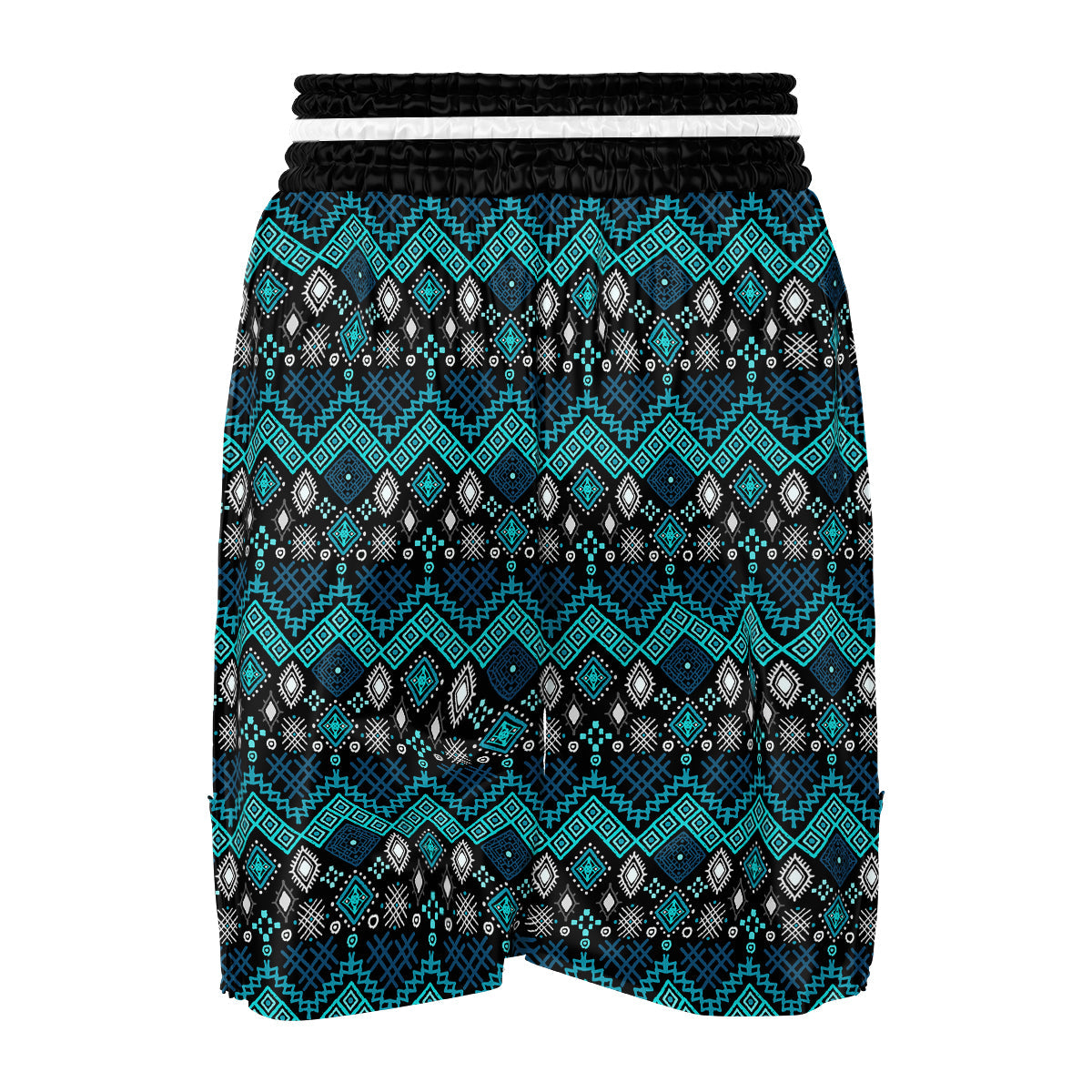 Geometric Turquoise Aztec Print Pattern Boxing Shorts-grizzshop