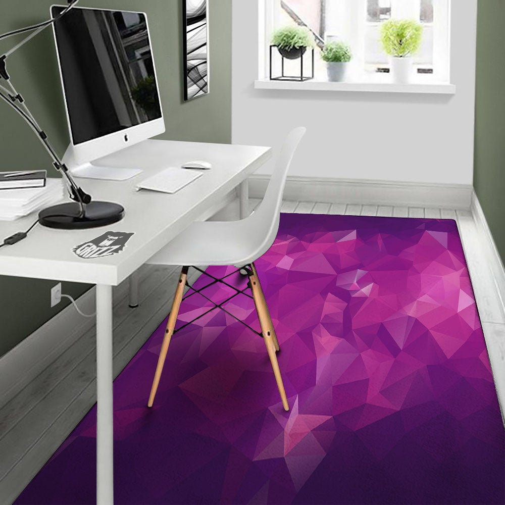 Geometric Violet Polygonal Print Floor Mat-grizzshop