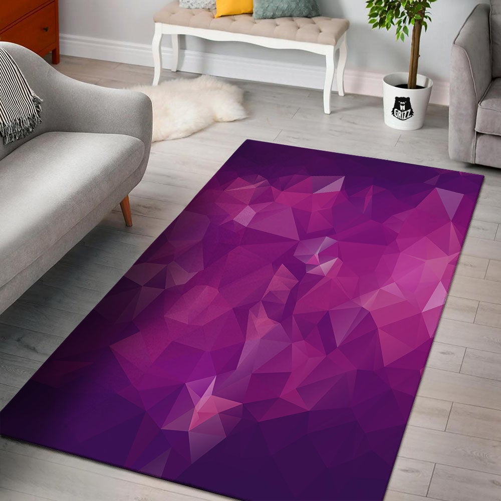 Geometric Violet Polygonal Print Floor Mat-grizzshop