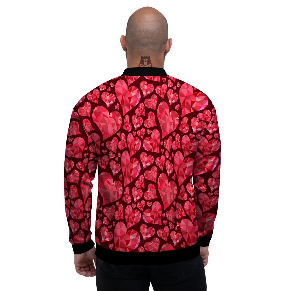 Geometric Heart Valentine's Day Print Pattern Men's Bomber Jacket-grizzshop