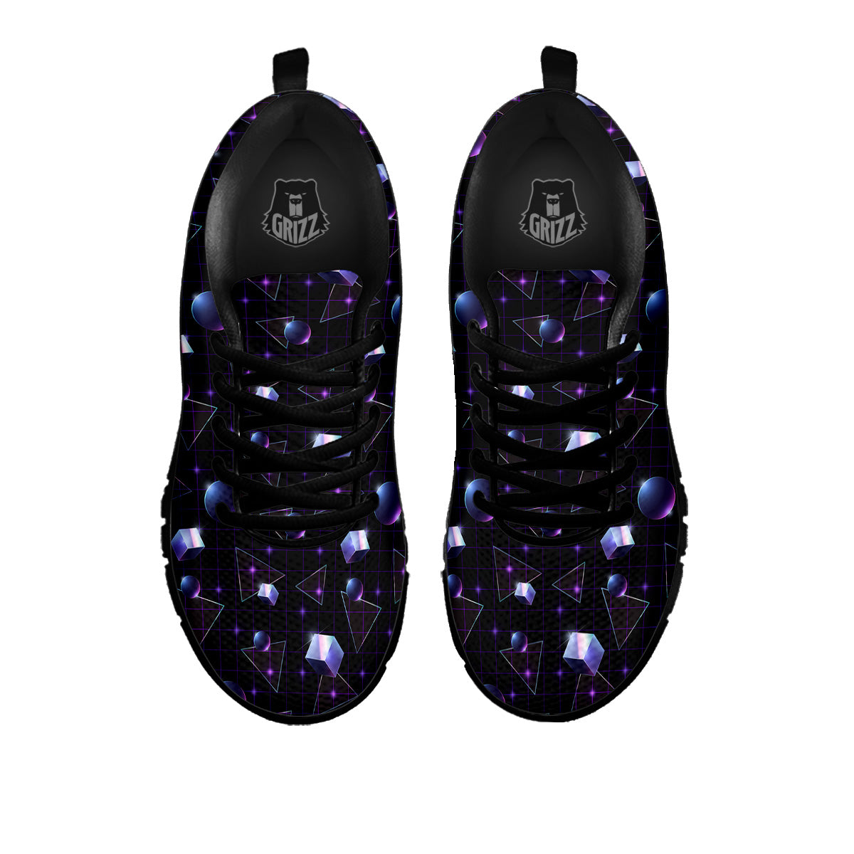 Geometry 80's Style Print Pattern Black Sneaker-grizzshop
