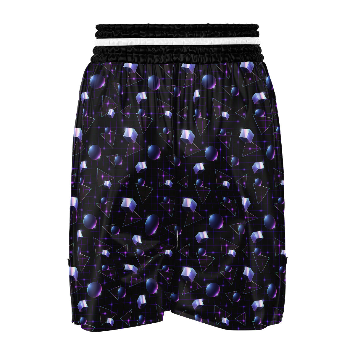 Geometry 80's Style Print Pattern Boxing Shorts-grizzshop