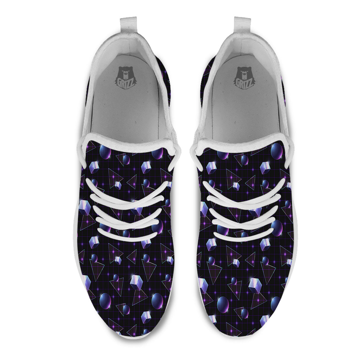 Geometry 80's Style Print Pattern White Athletic Shoes-grizzshop