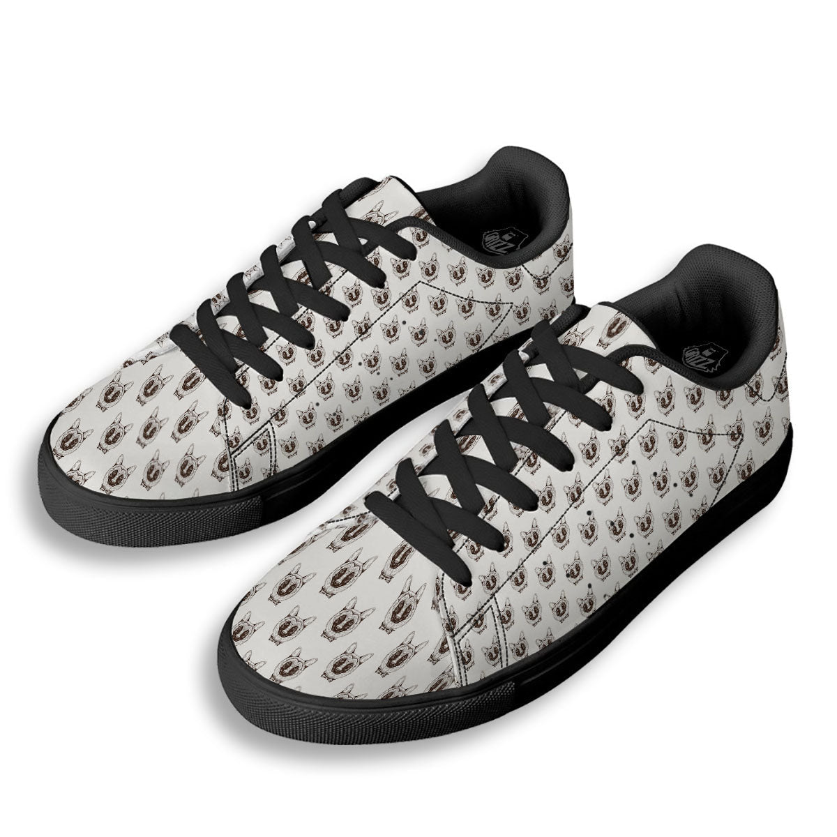 German Shepherd Drawing Print Pattern Black Low Top Sneakers-grizzshop