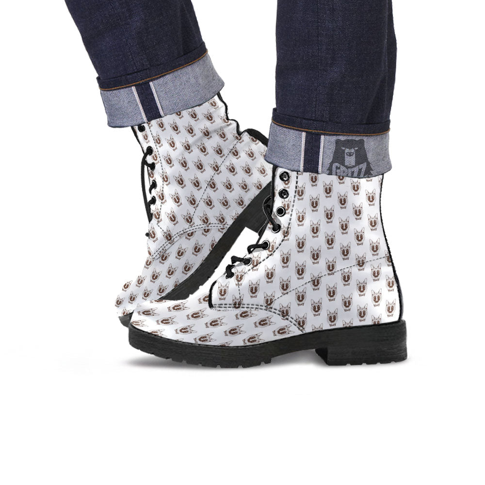 German Shepherd Drawing Print Pattern Leather Boots-grizzshop