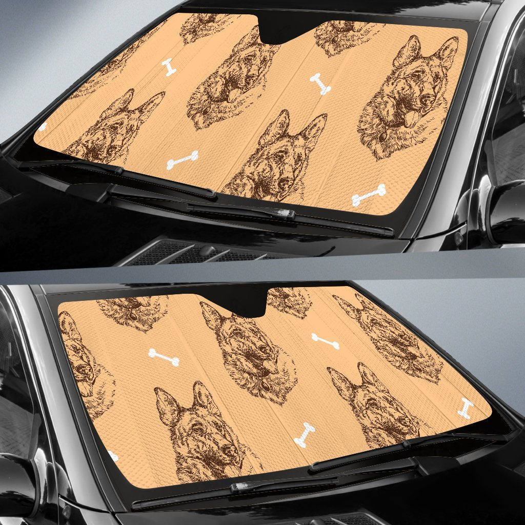 German Shepherd Print Pattern Car Sun Shade-grizzshop