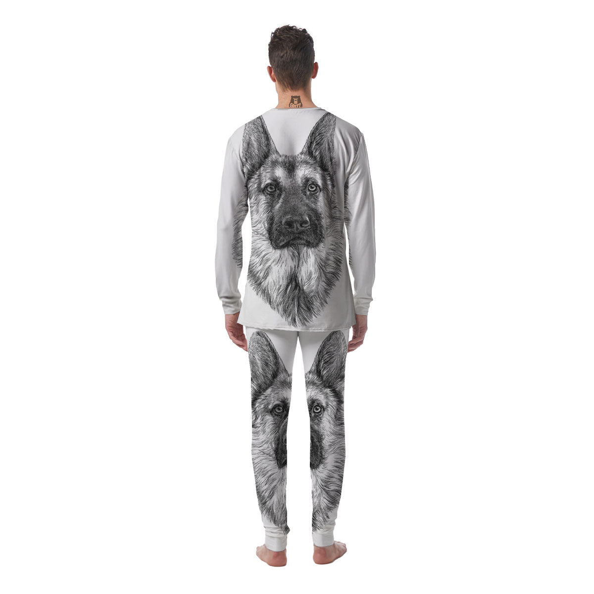 German Shepherd White And Black Print Men's Pajamas-grizzshop