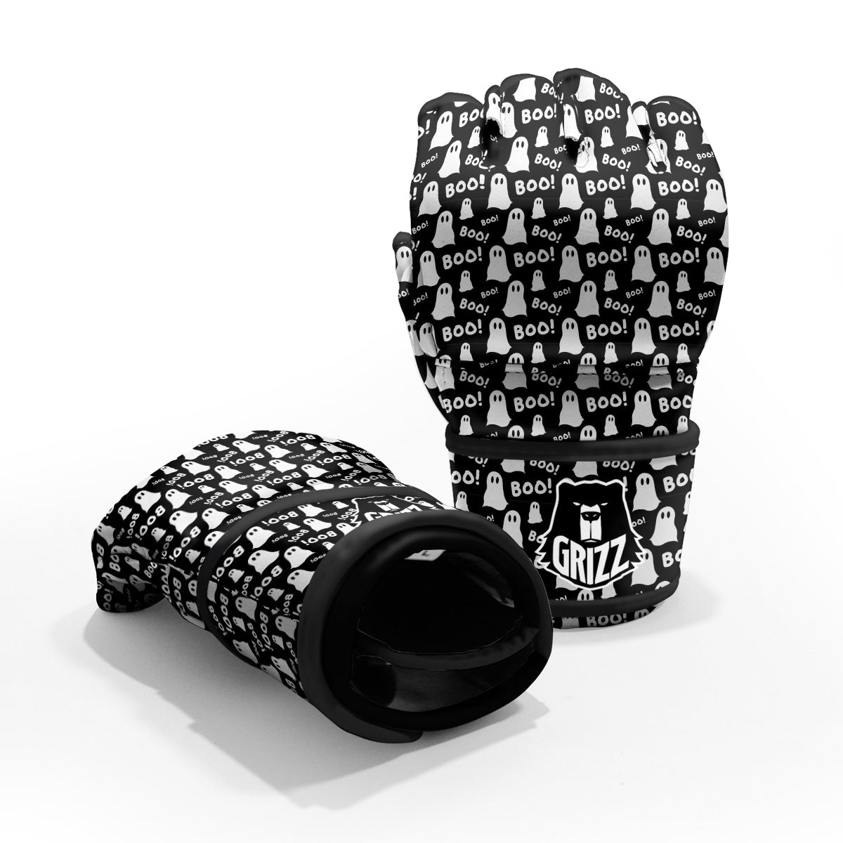 Ghost Cartoon Print Pattern MMA Gloves-grizzshop