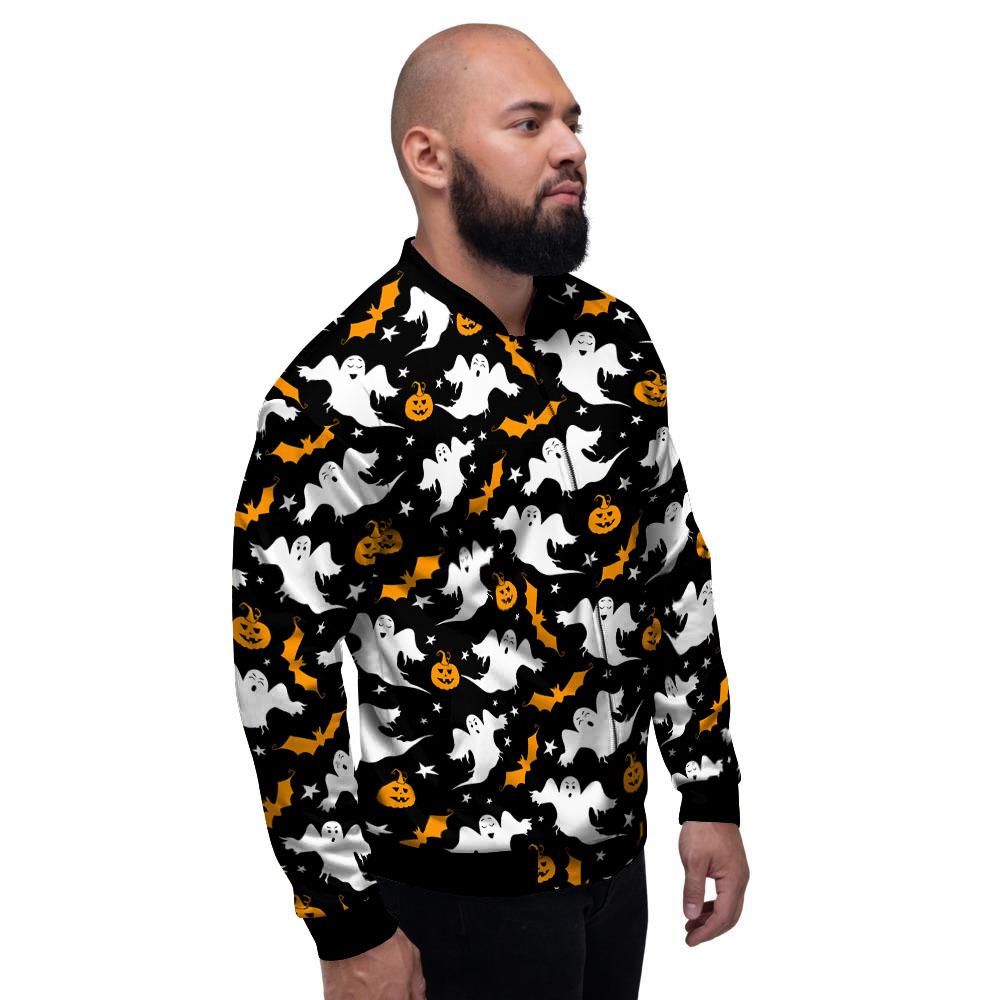 Ghost Halloween Print Pattern Men's Bomber Jacket-grizzshop