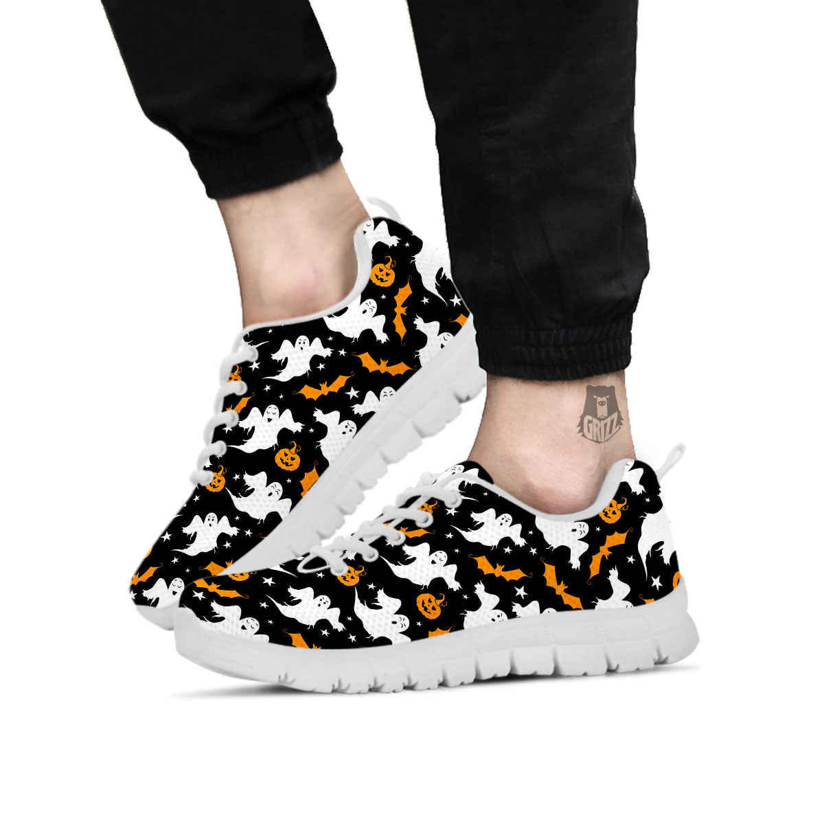 Ghost Halloween Print Pattern White Sneaker-grizzshop