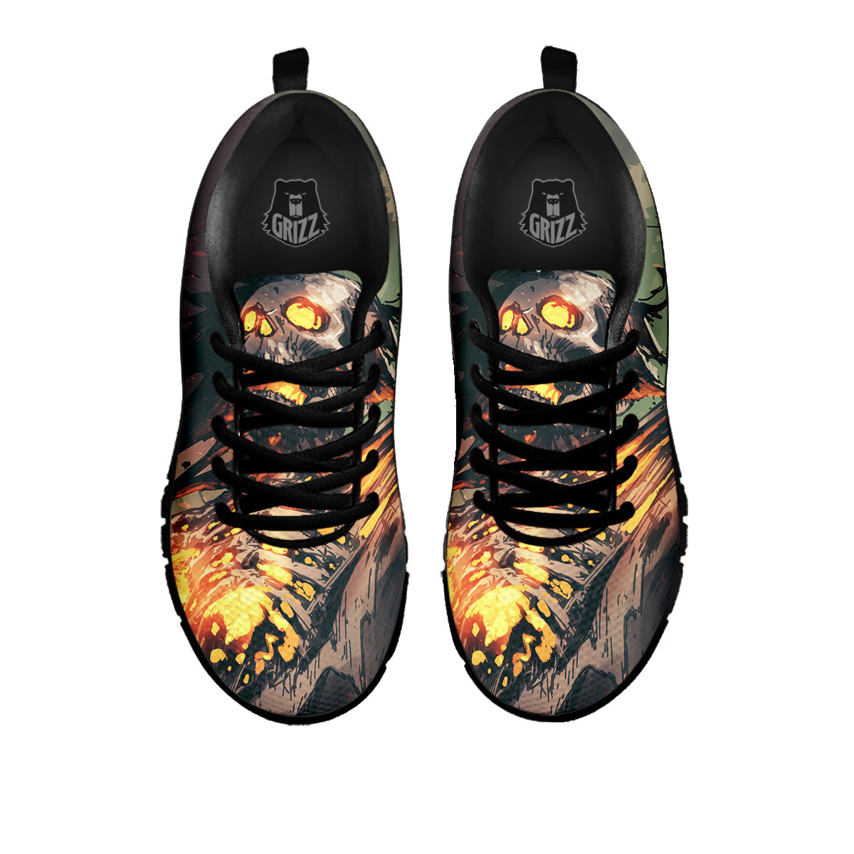 Ghost Skeleton Print Black Sneaker-grizzshop