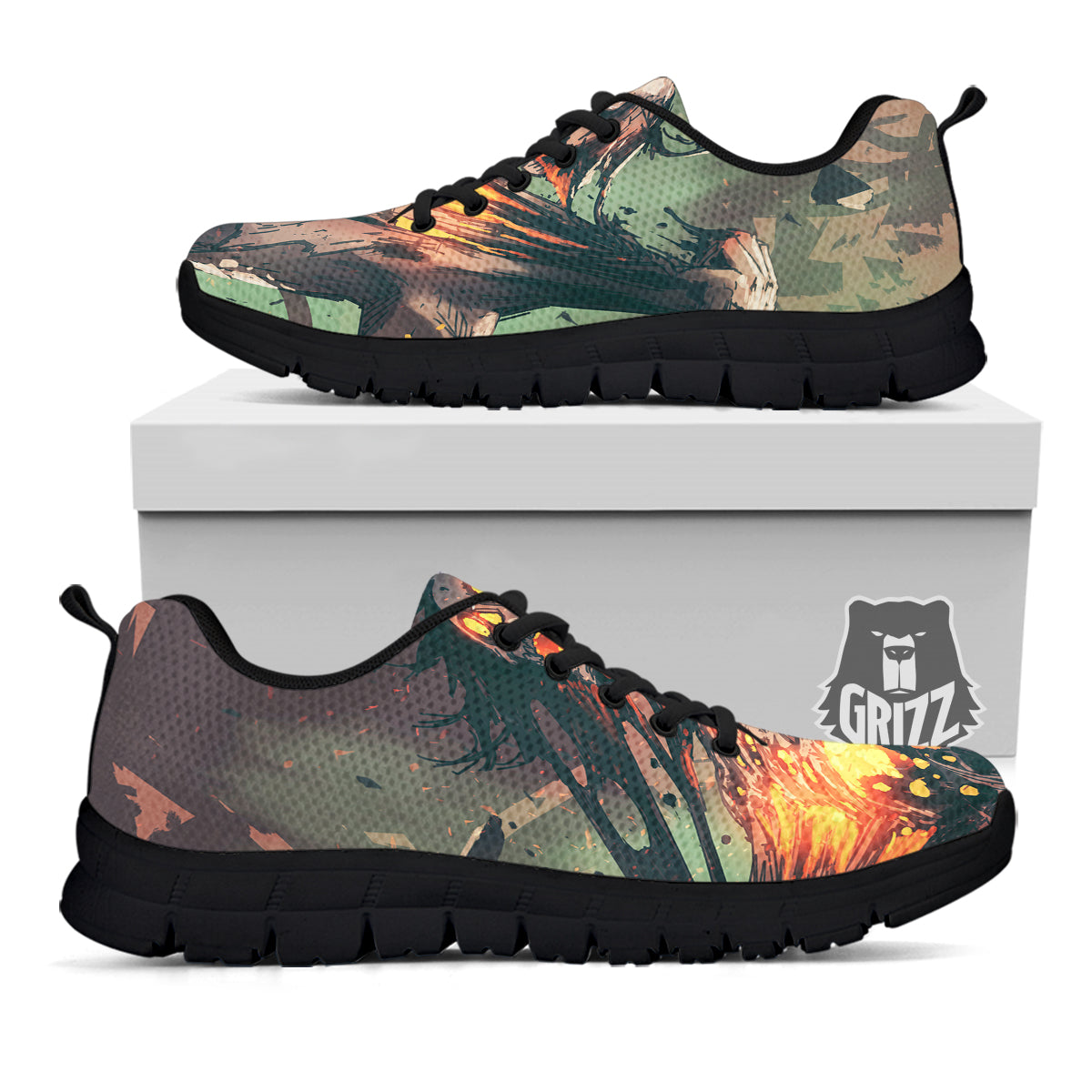 Ghost Skeleton Print Black Sneaker-grizzshop