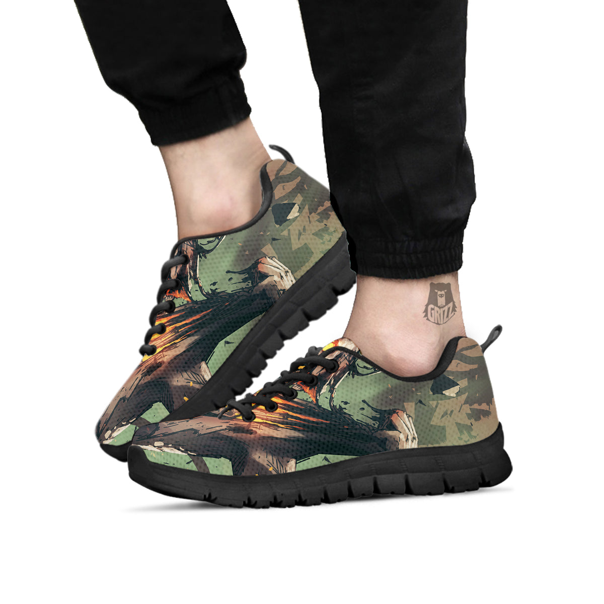 Ghost Skeleton Print Black Sneaker-grizzshop