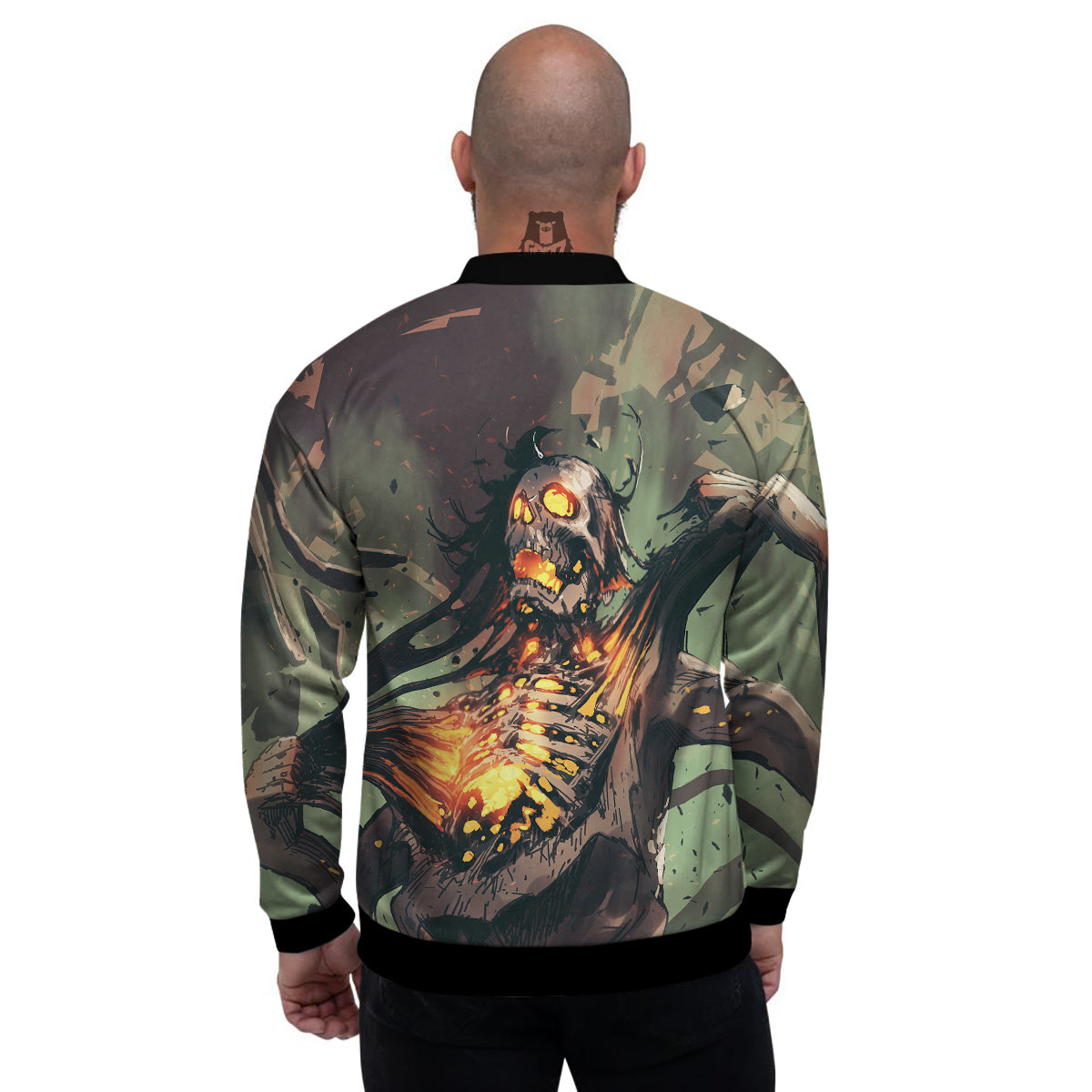 Ghost Skeleton Print Men's Bomber Jacket-grizzshop