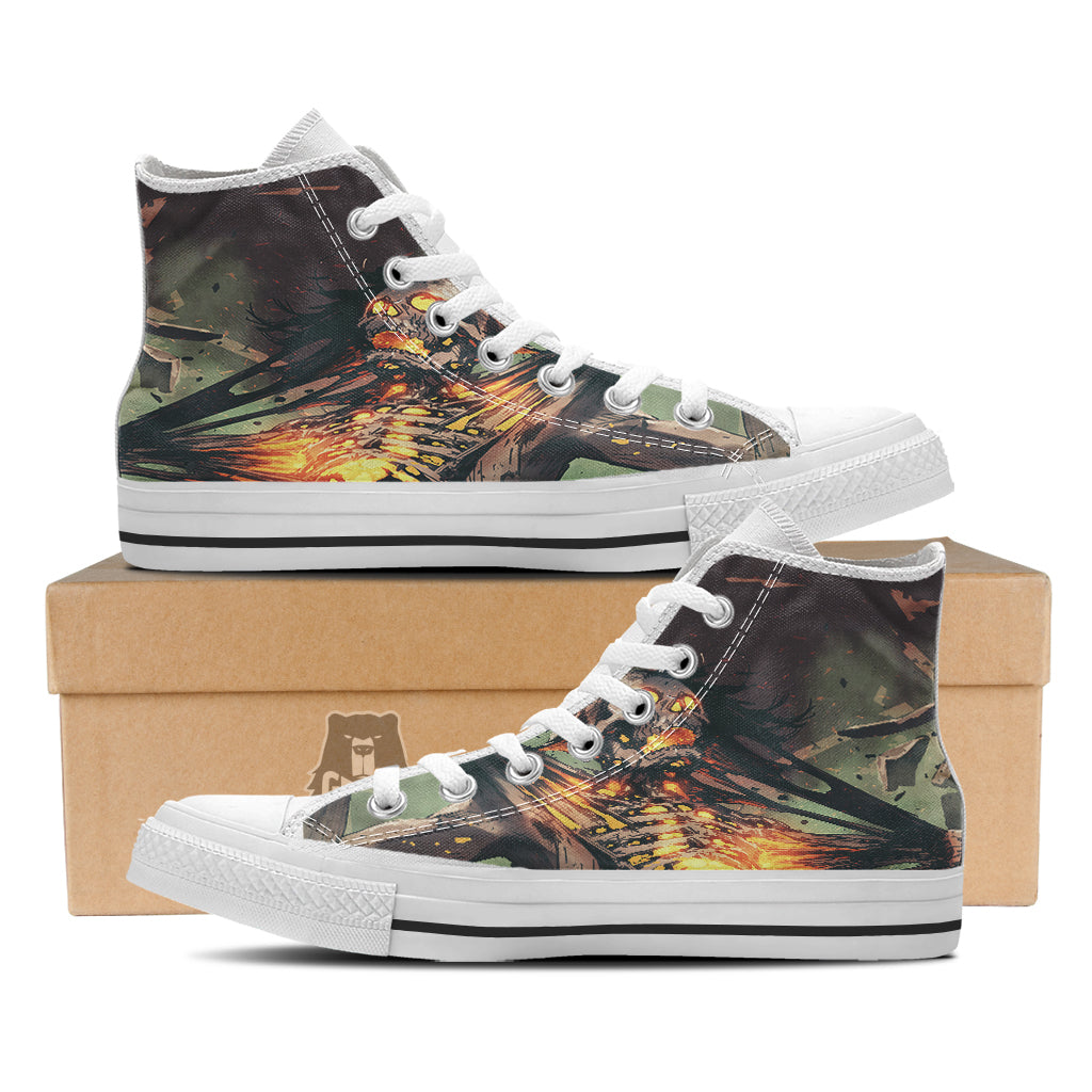 Ghost Skeleton Print White High Top Shoes-grizzshop
