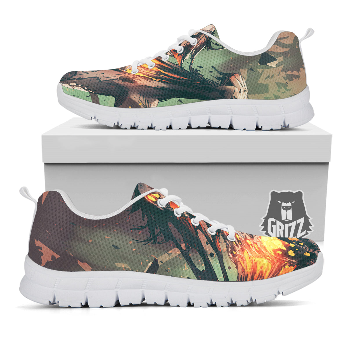 Ghost Skeleton Print White Sneaker-grizzshop