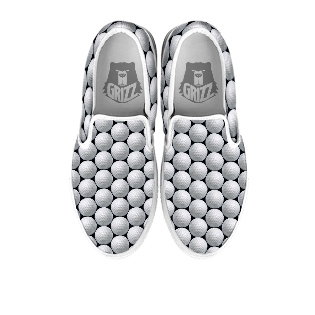 Giant Golf Ball Print Pattern White Slip On Shoes-grizzshop
