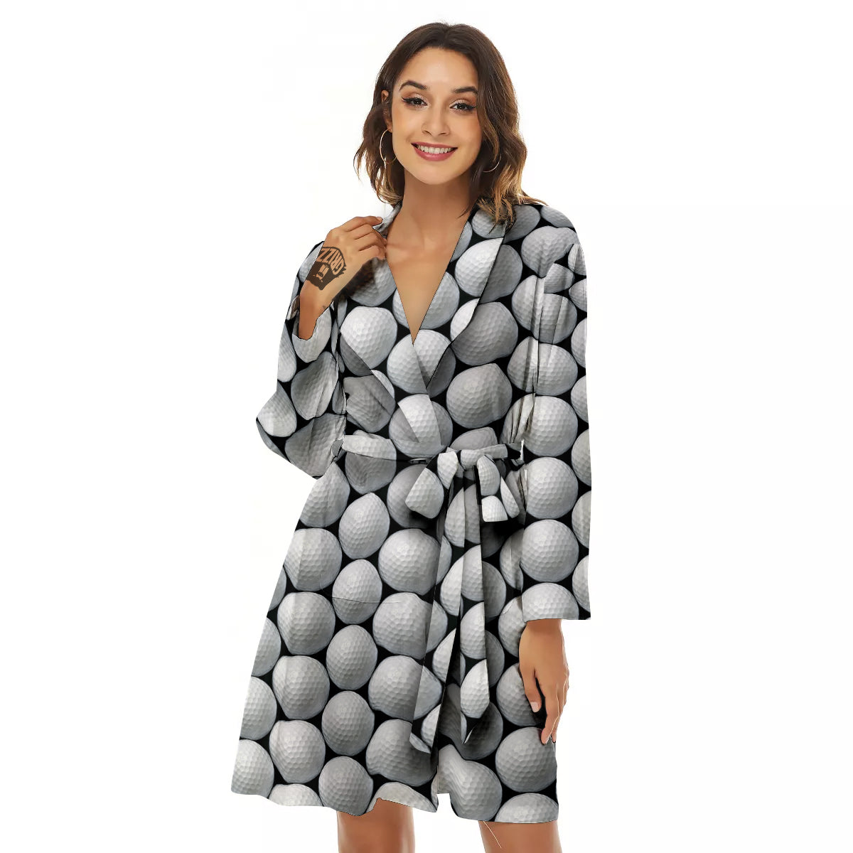 Giant Golf Ball Print Pattern Women's Robe-grizzshop