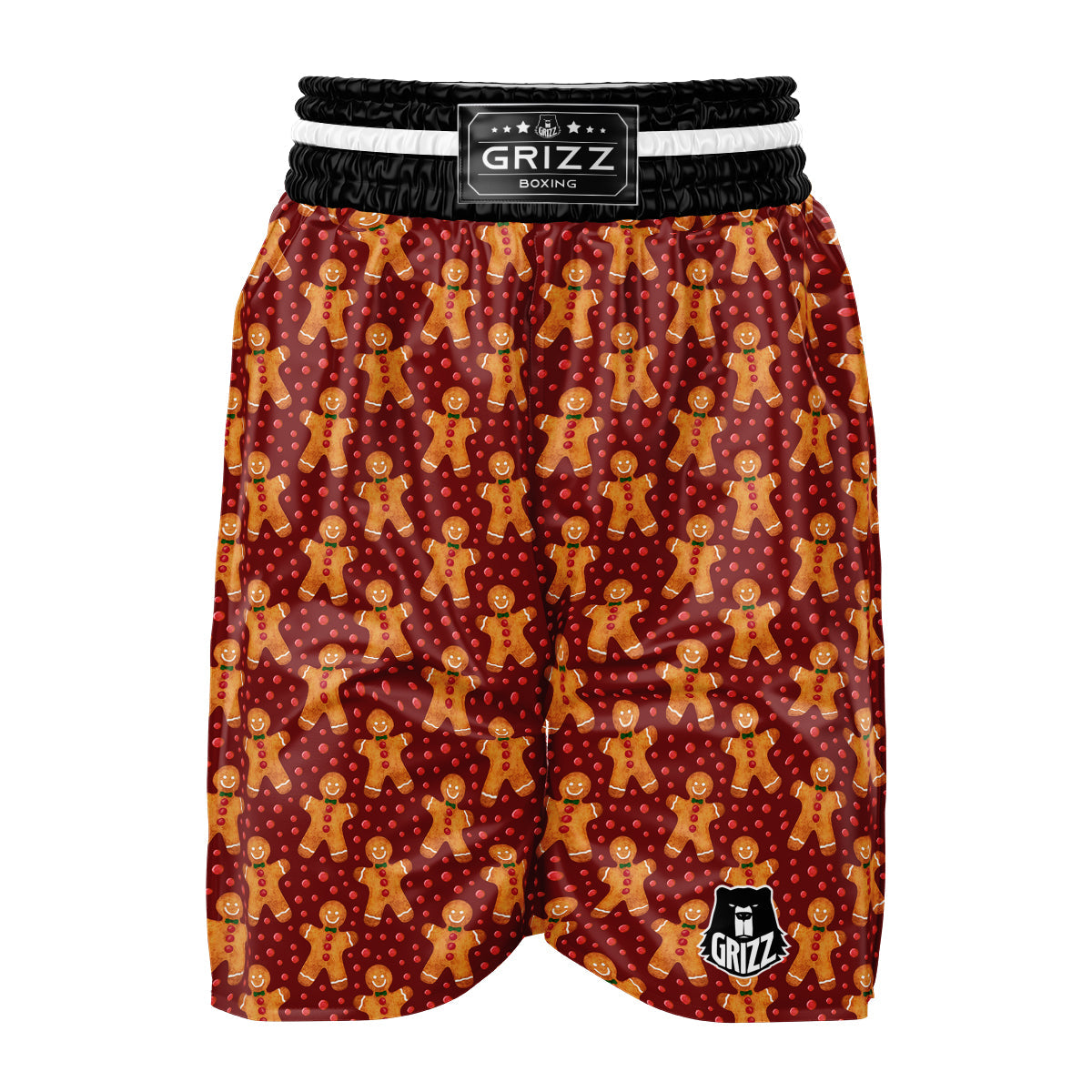 Gingerbread Brown Print Pattern Boxing Shorts-grizzshop
