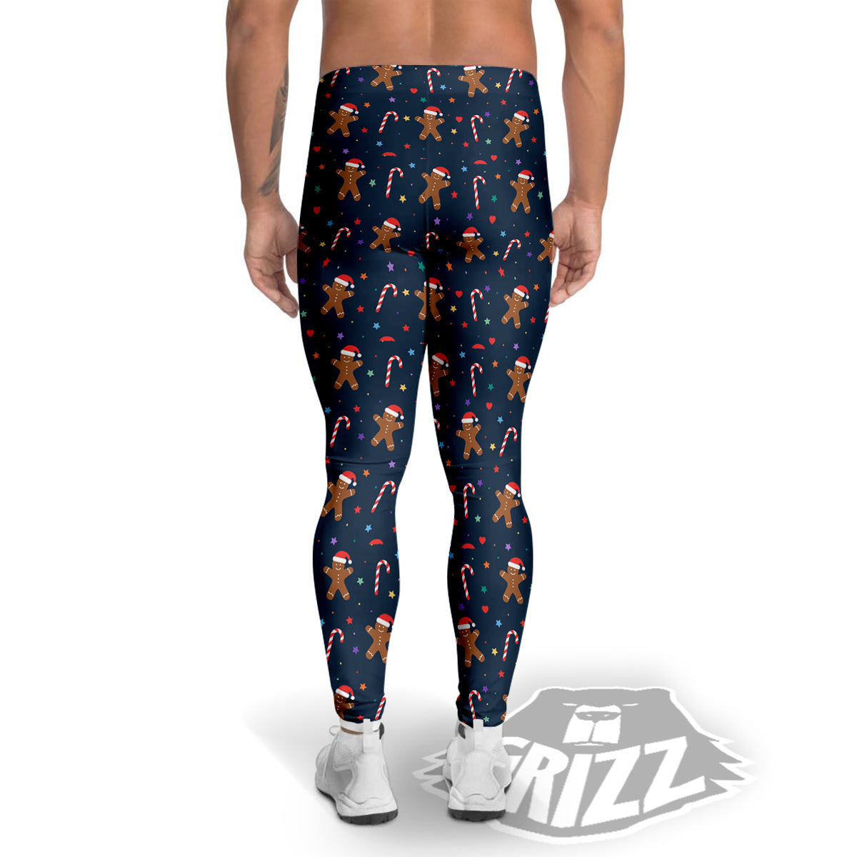 Gingerbread Christmas Print Pattern Men's Leggings-grizzshop