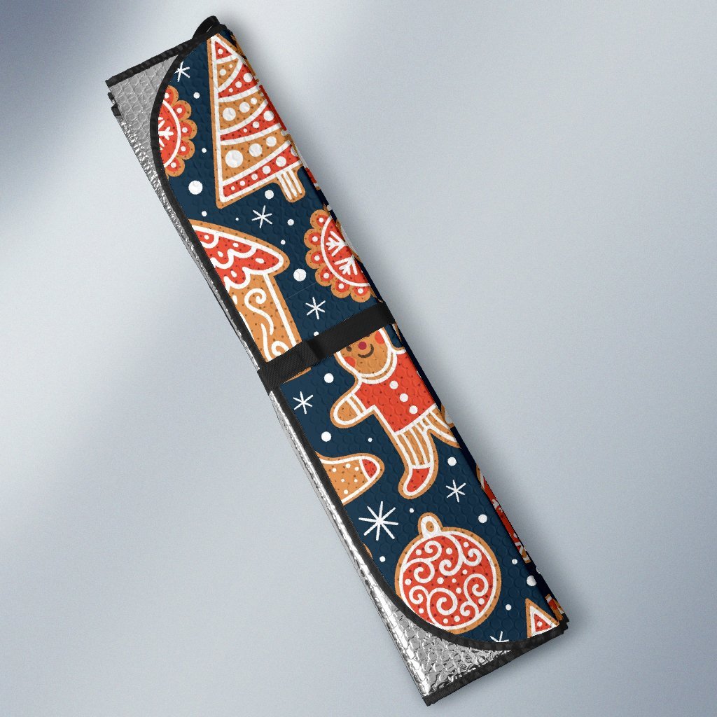 Gingerbread Man Chirstmas Pattern Print Car Sun Shade-grizzshop
