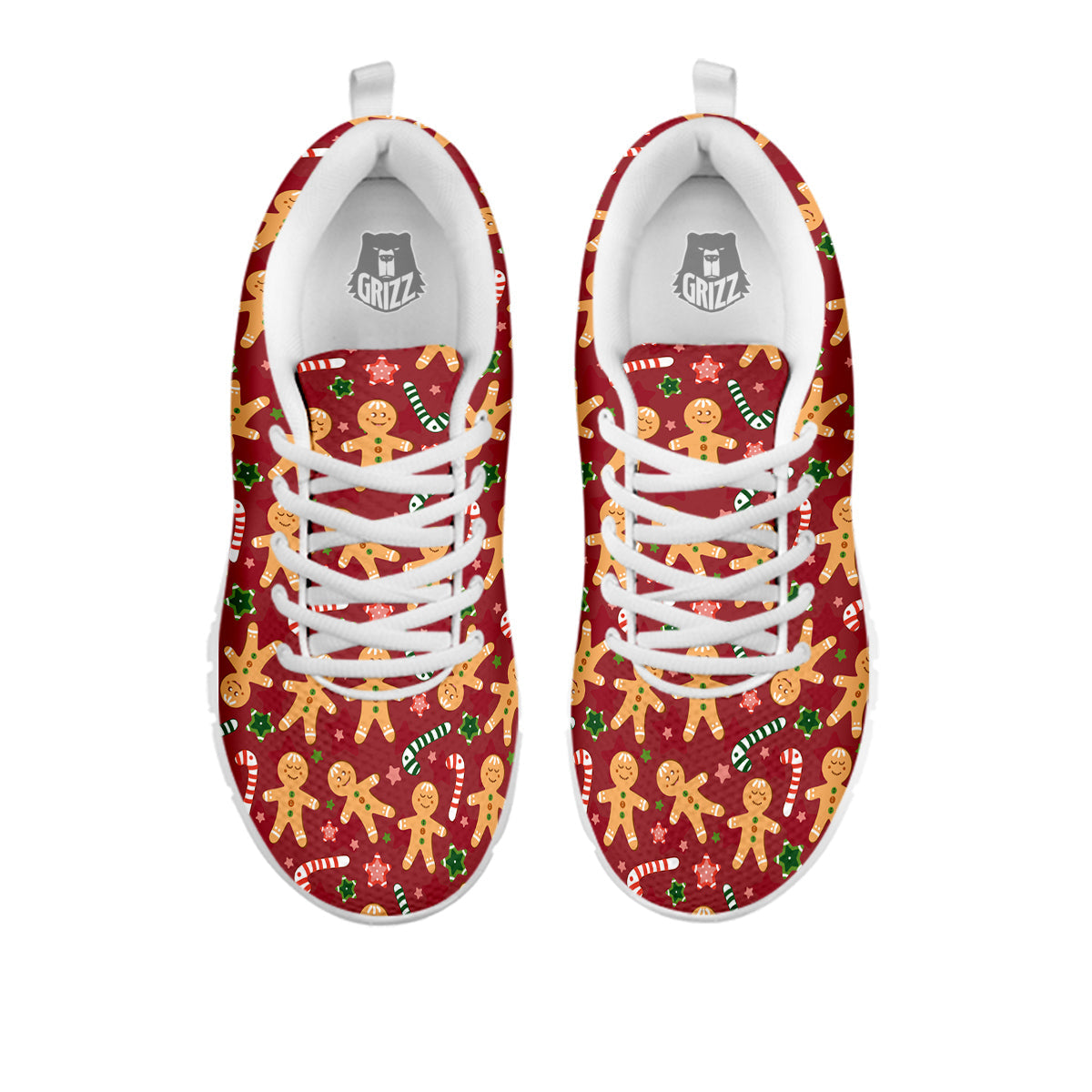 Gingerbread Man Cute Print Pattern White Sneaker-grizzshop