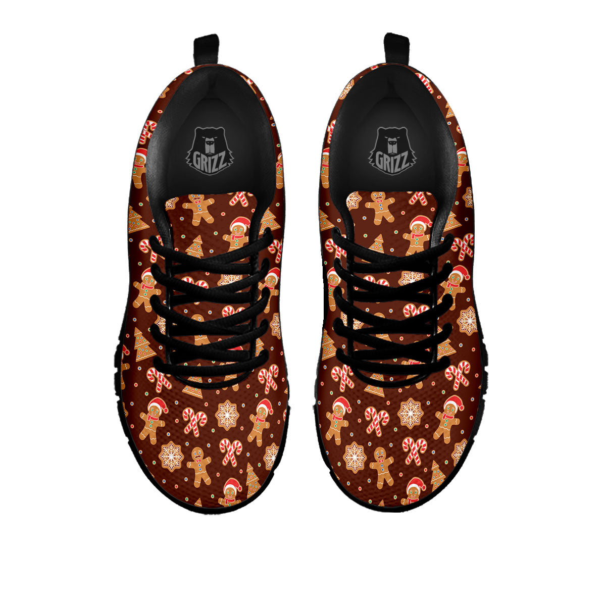 Gingerbread Man Print Pattern Black Sneaker-grizzshop
