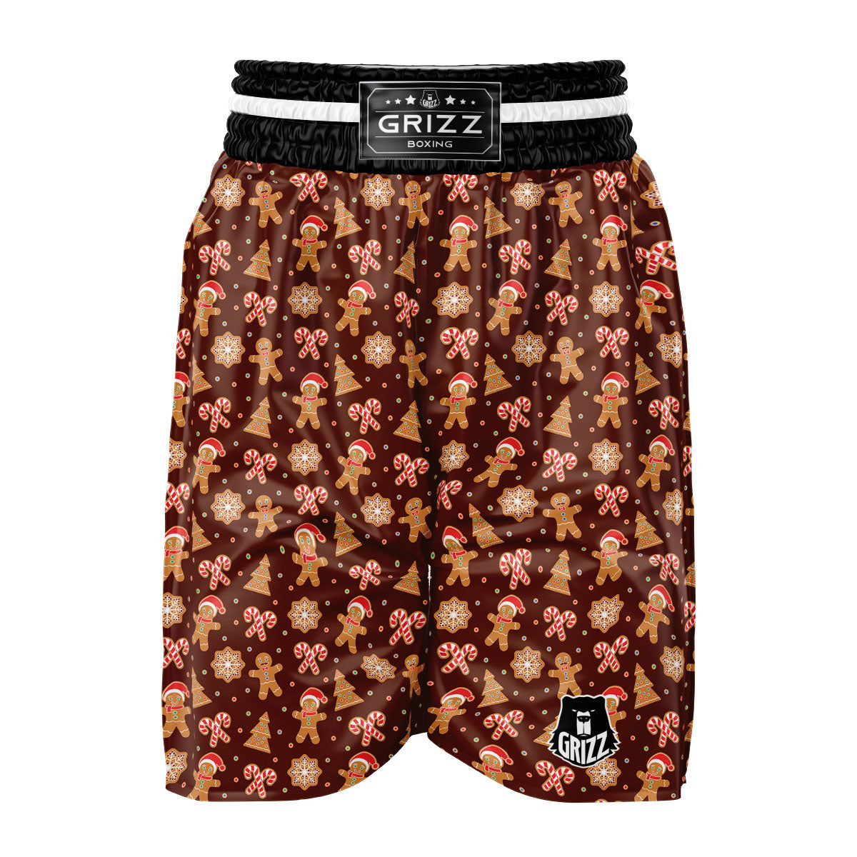 Gingerbread Man Print Pattern Boxing Shorts-grizzshop