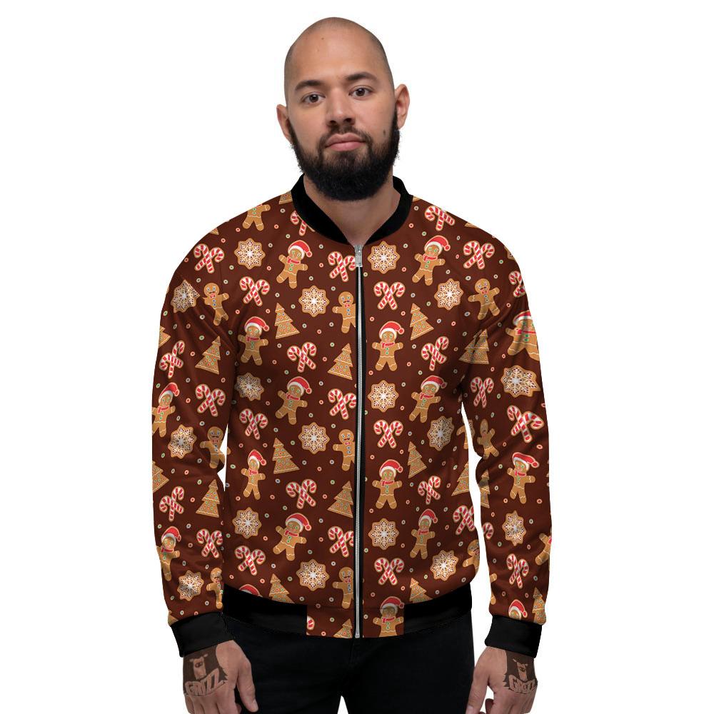 Gingerbread Man Print Pattern Men's Bomber Jacket-grizzshop