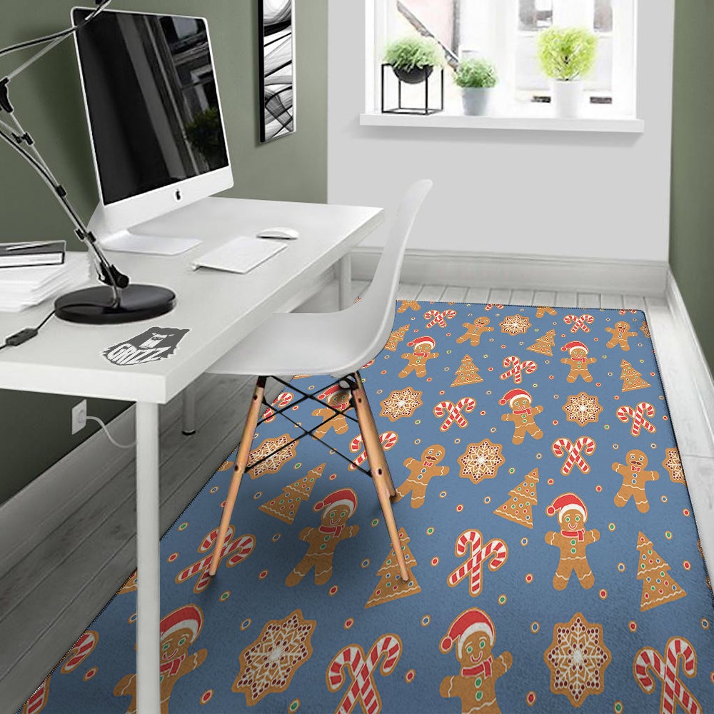 Gingerbread Man Xmas Print Pattern Floor Mat-grizzshop