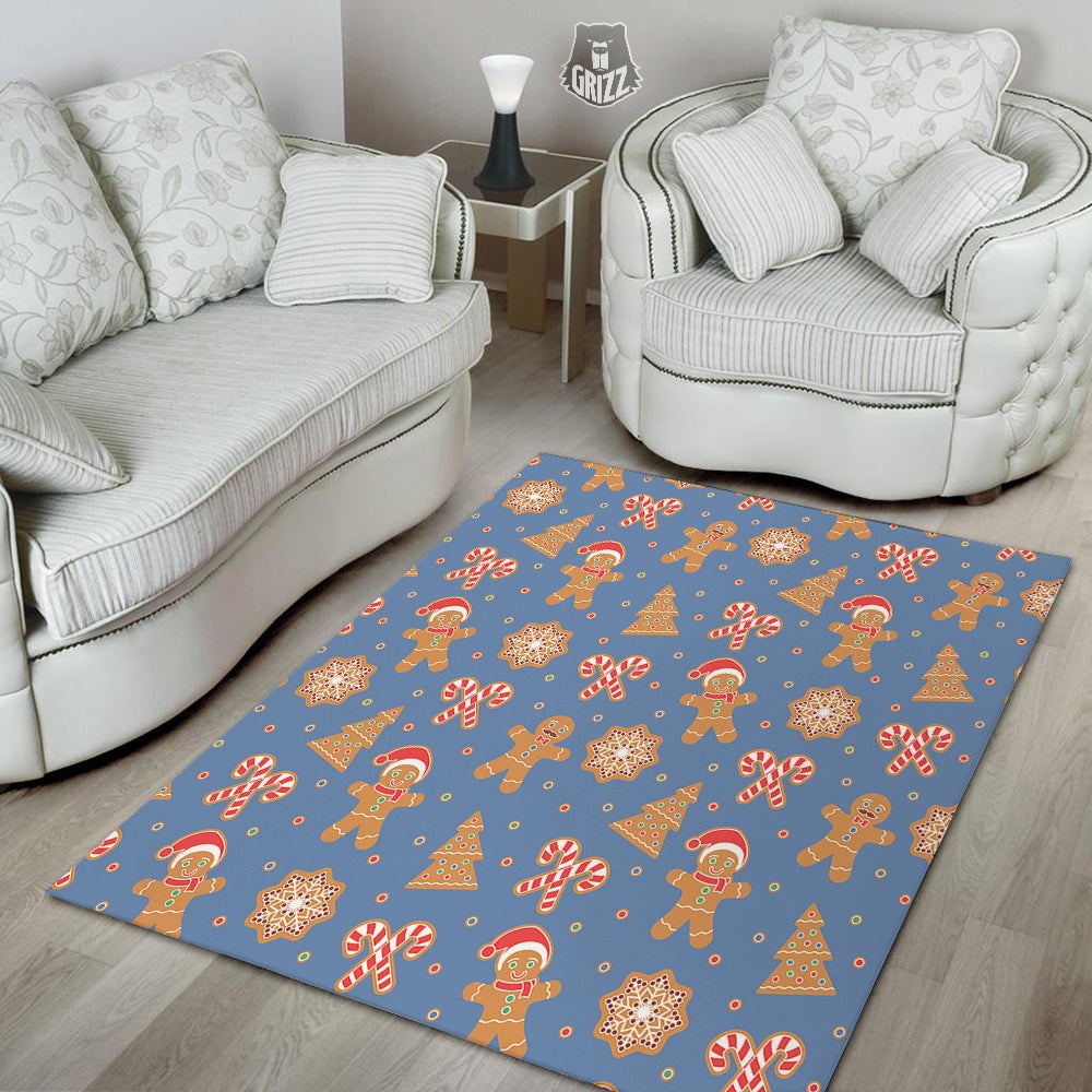 Gingerbread Man Xmas Print Pattern Floor Mat-grizzshop
