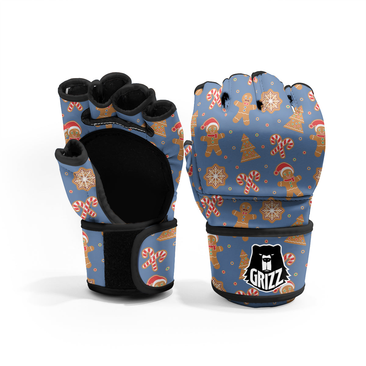 Gingerbread Man Xmas Print Pattern MMA Gloves-grizzshop