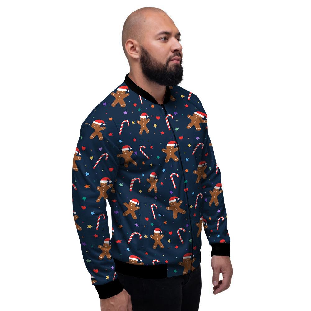 Gingerbread Xmas Print Pattern Men's Bomber Jacket-grizzshop