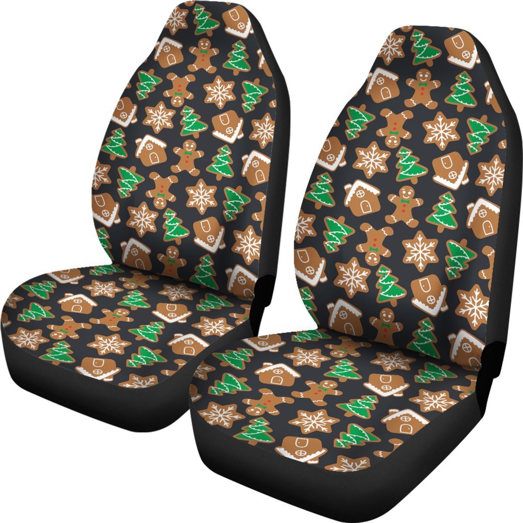 Gingerbread Man Pattern Print Chirstmas Universal Fit Car Seat Cover-grizzshop