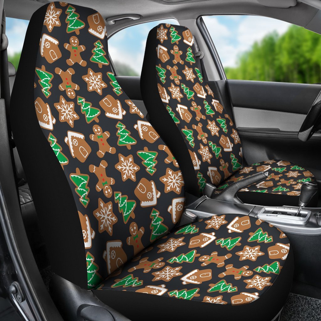 Gingerbread Man Pattern Print Chirstmas Universal Fit Car Seat Cover-grizzshop