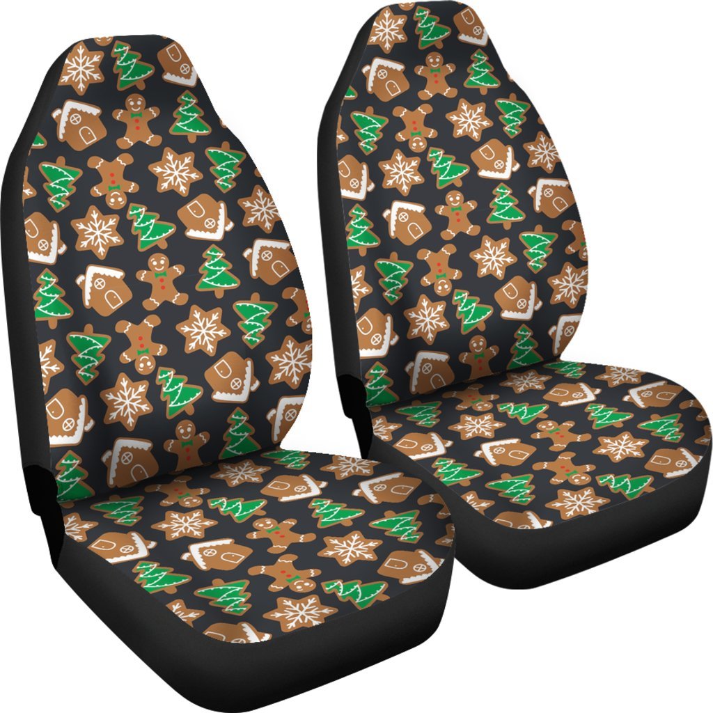 Gingerbread Man Pattern Print Chirstmas Universal Fit Car Seat Cover-grizzshop