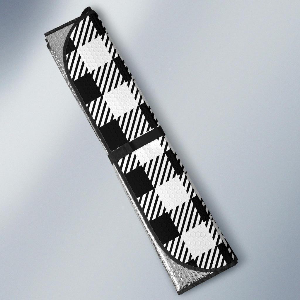 Gingham Black Pattern Print Car Sun Shade-grizzshop